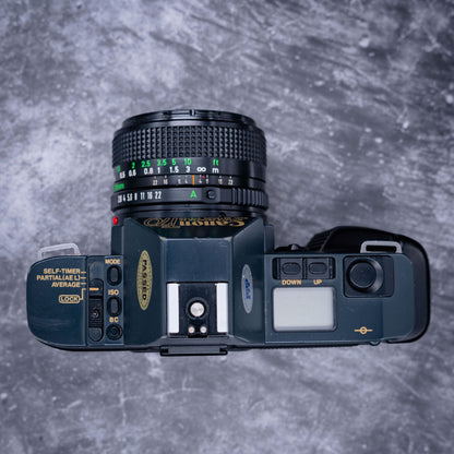 35mm Film Camera Kit | Canon T70 + 28mm f/2.8 Lens, Roll Of Expired Film