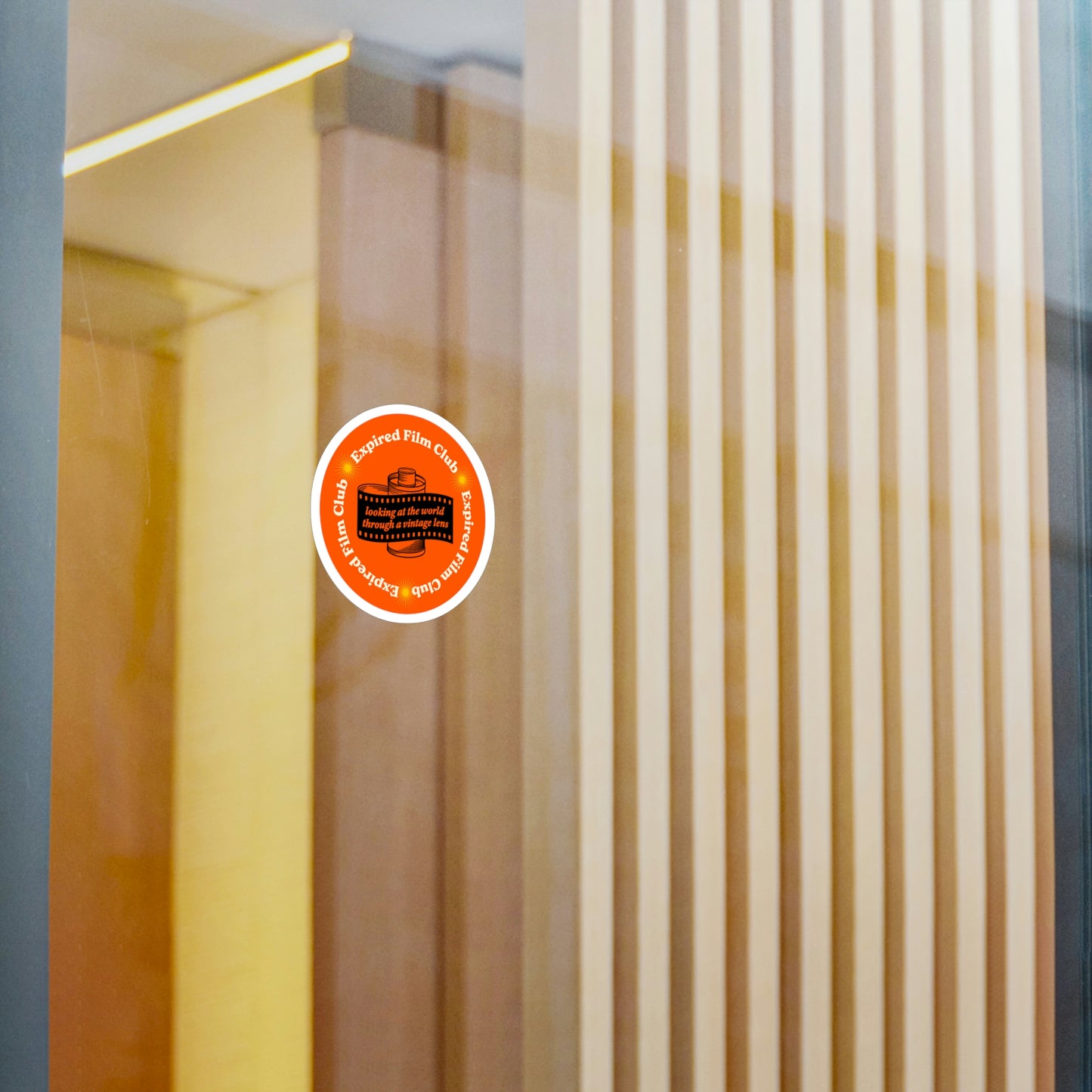 Film Photography Vinyl Sticker - 'Looking At The World Through A Vintage Lens' - Orange