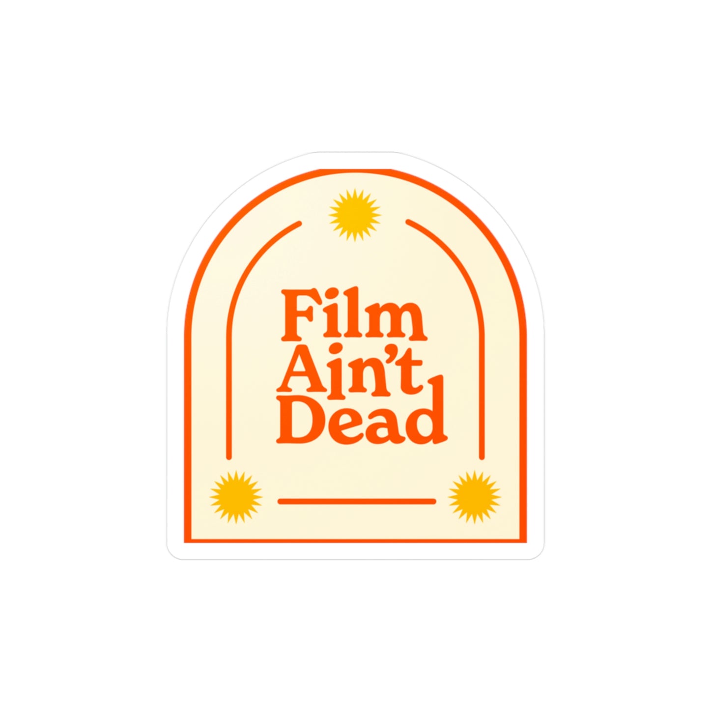Film Photography Vinyl Sticker - 'Film Ain't Dead' - White