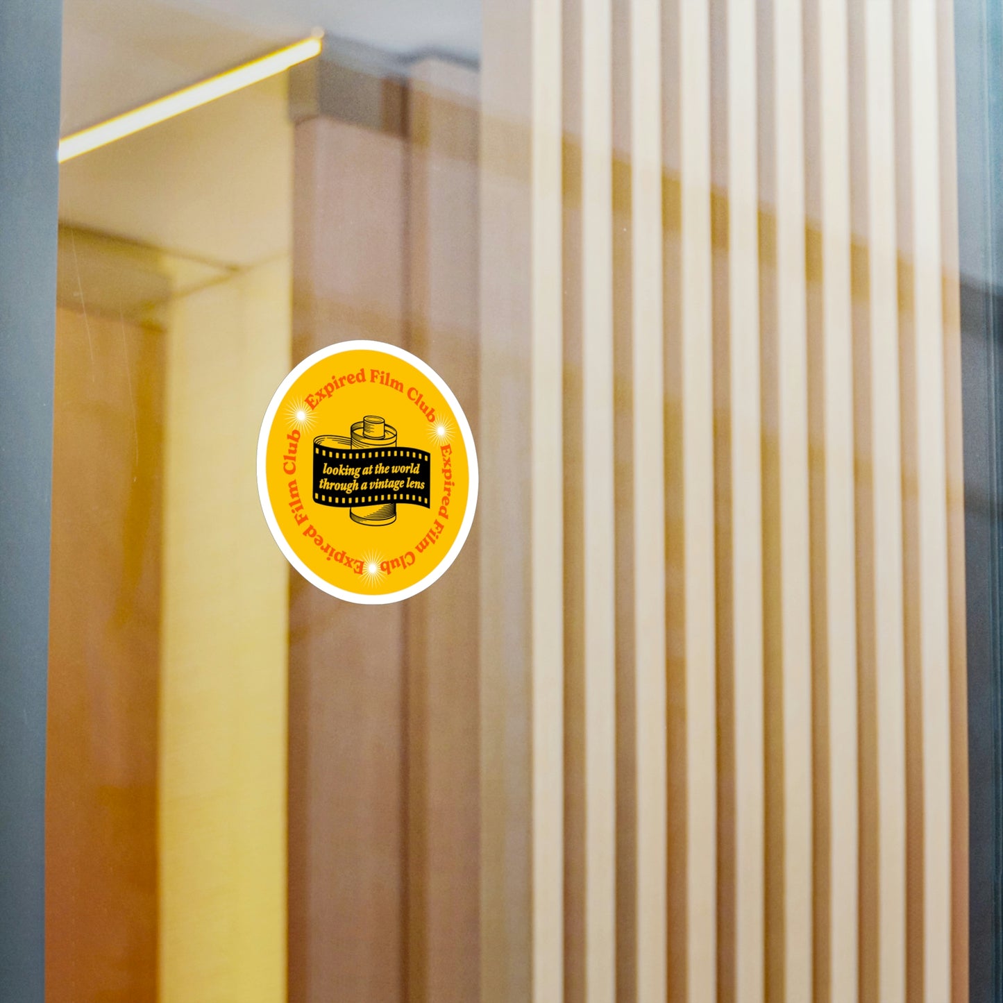 Film Photography Vinyl Sticker - 'Looking At The World Through A Vintage Lens' - Yellow