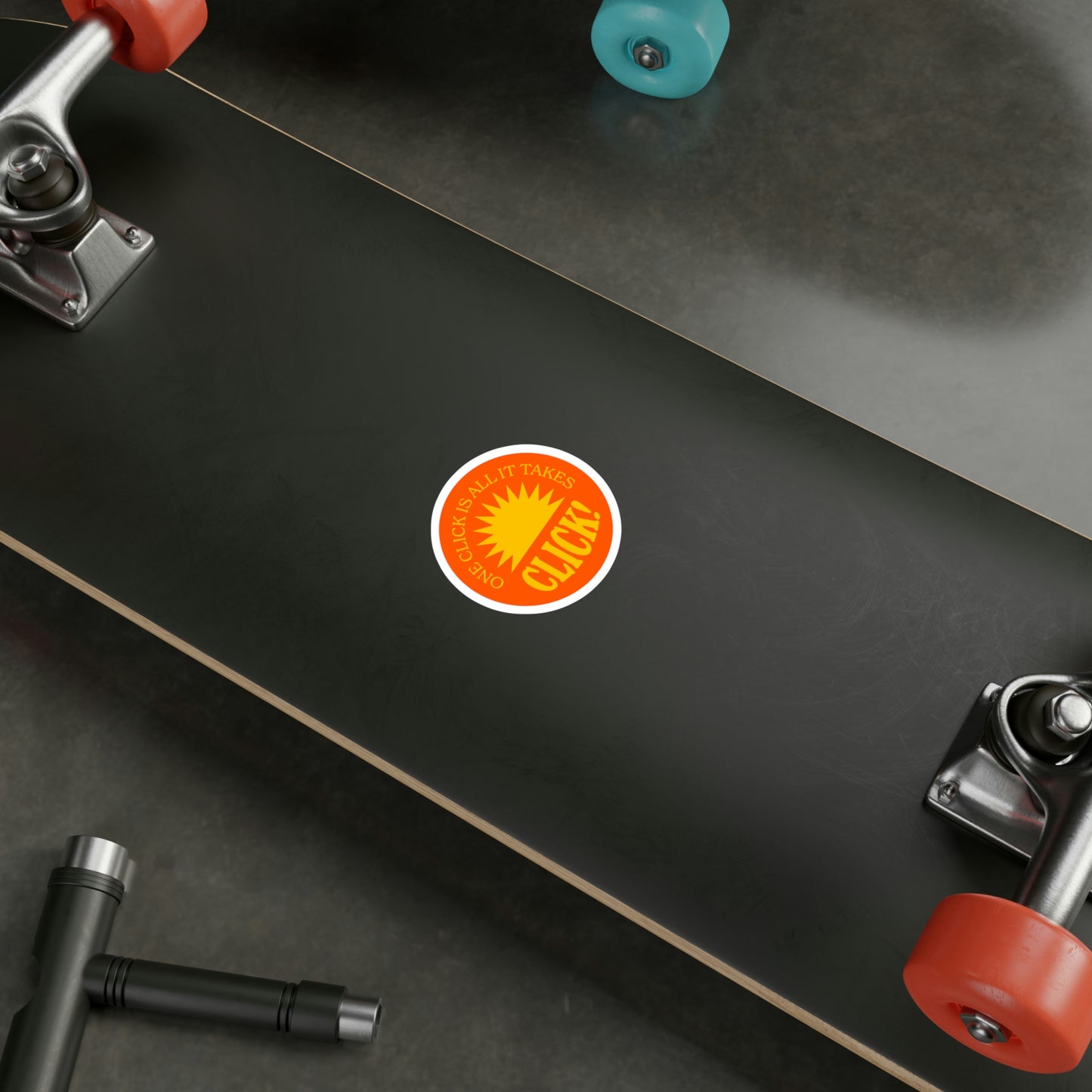 Film Photography Vinyl Sticker - 'One Click Is All It Takes' - Orange