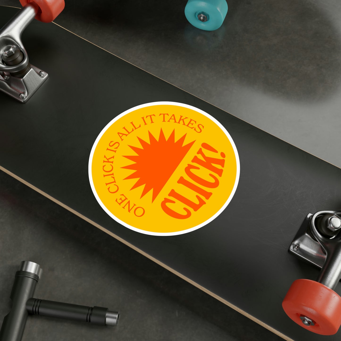 Film Photography Vinyl Sticker - 'One Click Is All It Takes' - Yellow