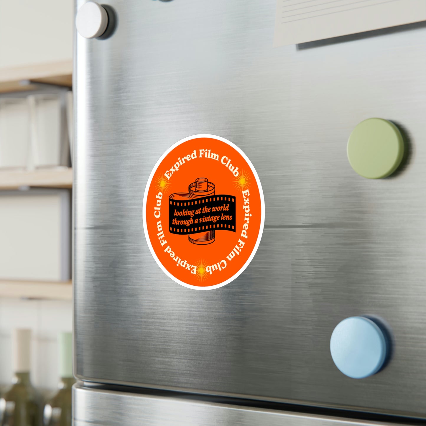 Film Photography Vinyl Sticker - 'Looking At The World Through A Vintage Lens' - Orange