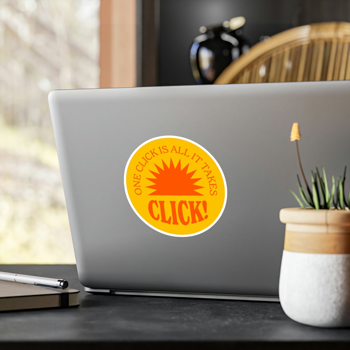 Film Photography Vinyl Sticker - 'One Click Is All It Takes' - Yellow