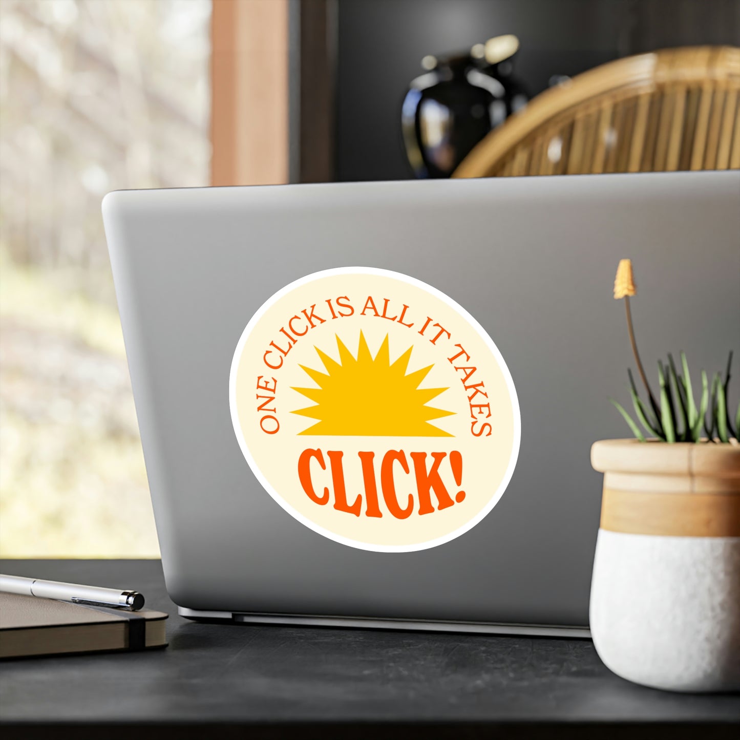 Film Photography Vinyl Sticker - 'One Click Is All It Takes' - White
