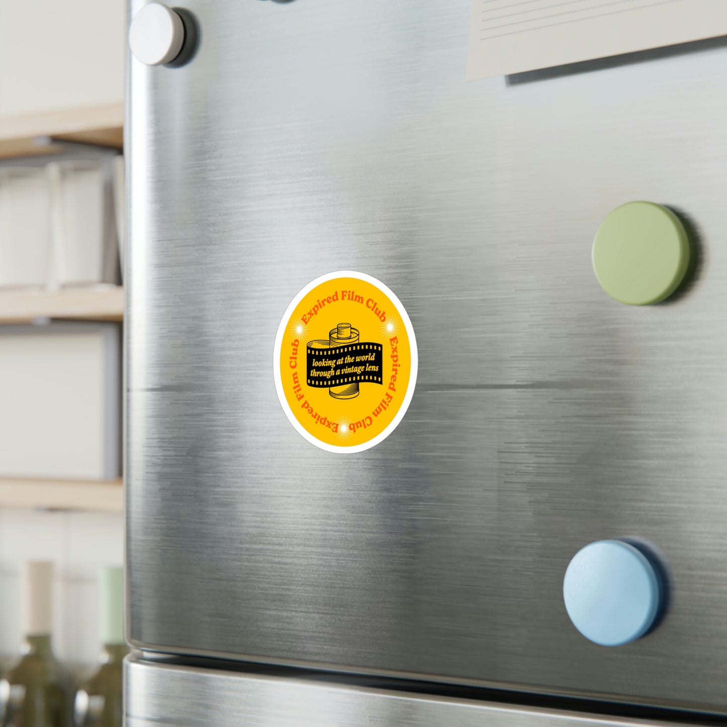 Film Photography Vinyl Sticker - 'Looking At The World Through A Vintage Lens' - Yellow