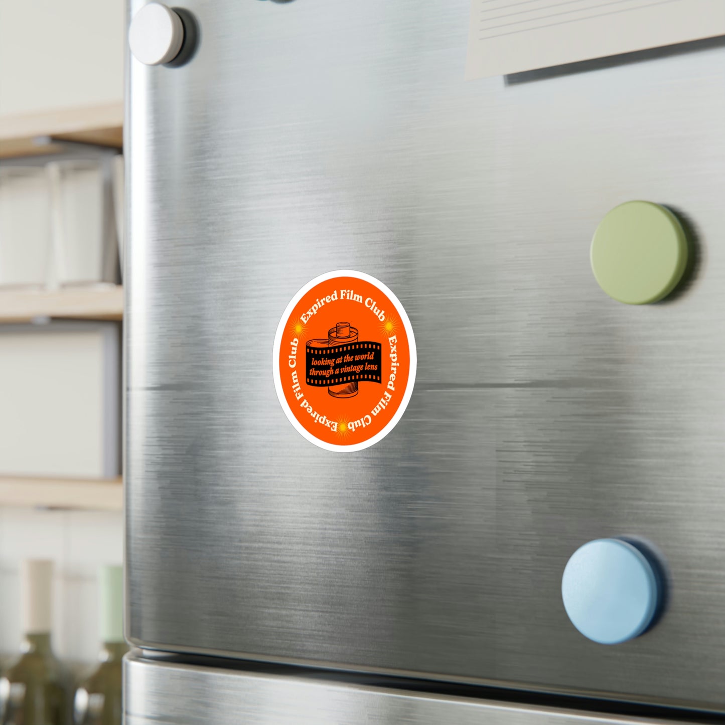 Film Photography Vinyl Sticker - 'Looking At The World Through A Vintage Lens' - Orange
