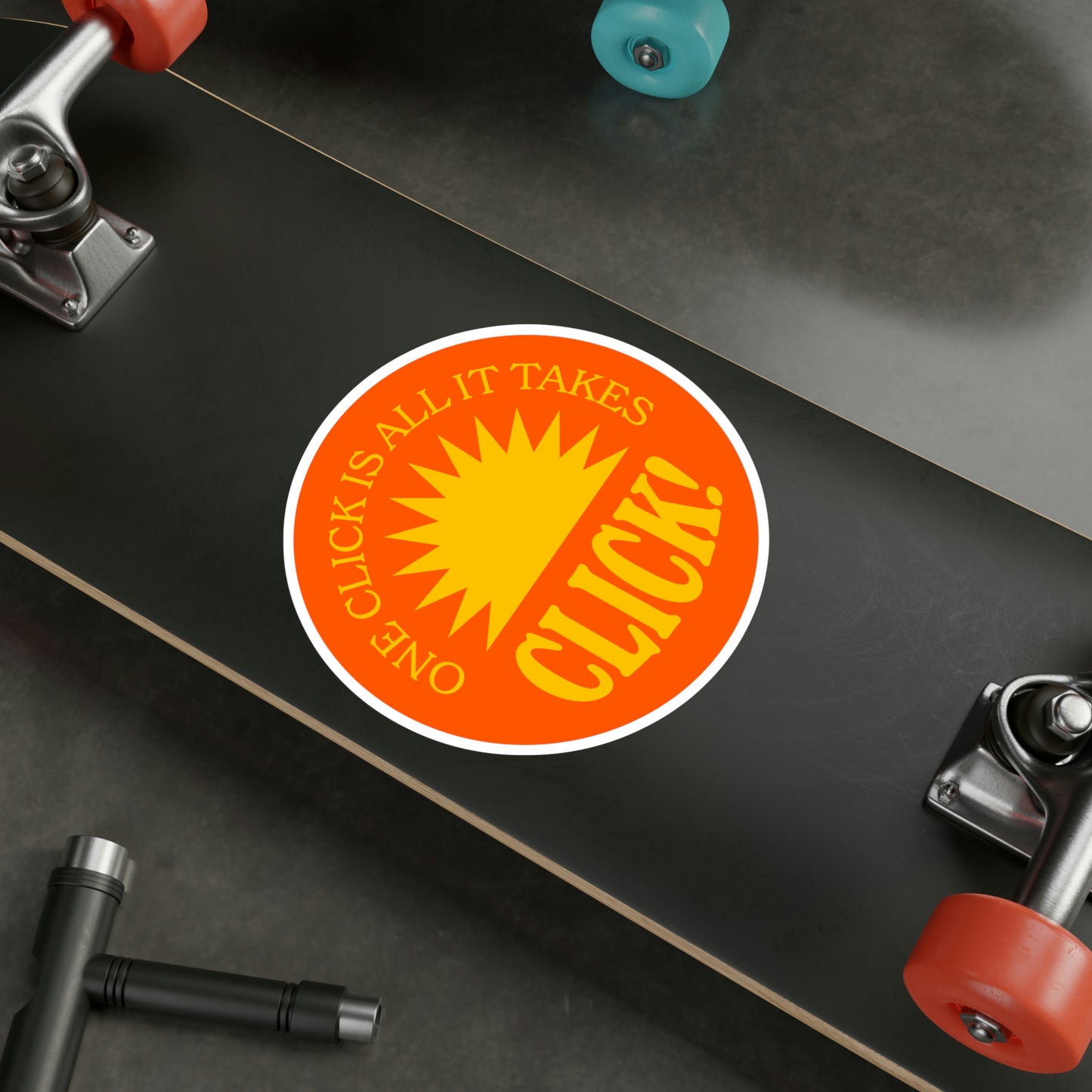 Film Photography Vinyl Sticker - 'One Click Is All It Takes' - Orange