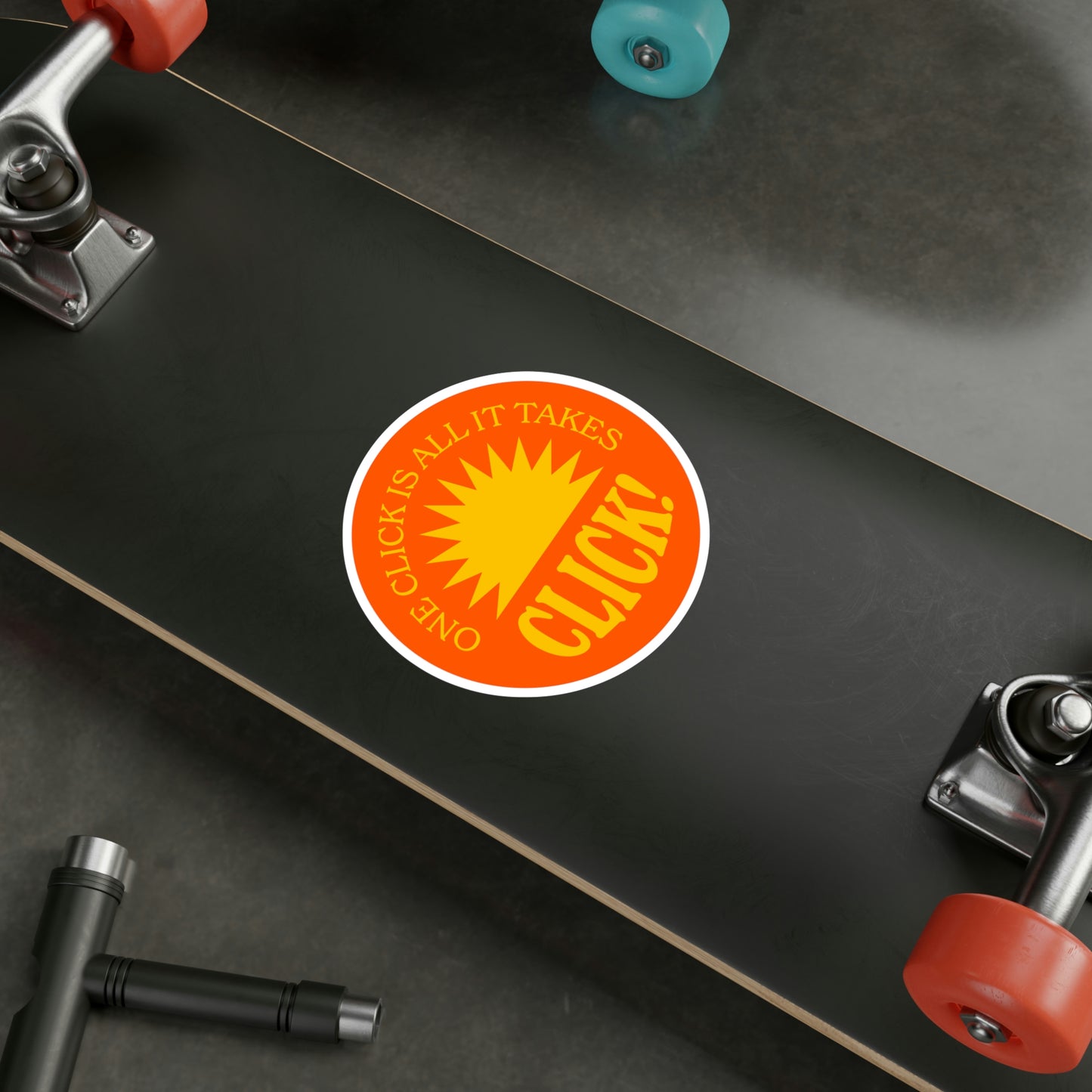 Film Photography Vinyl Sticker - 'One Click Is All It Takes' - Orange