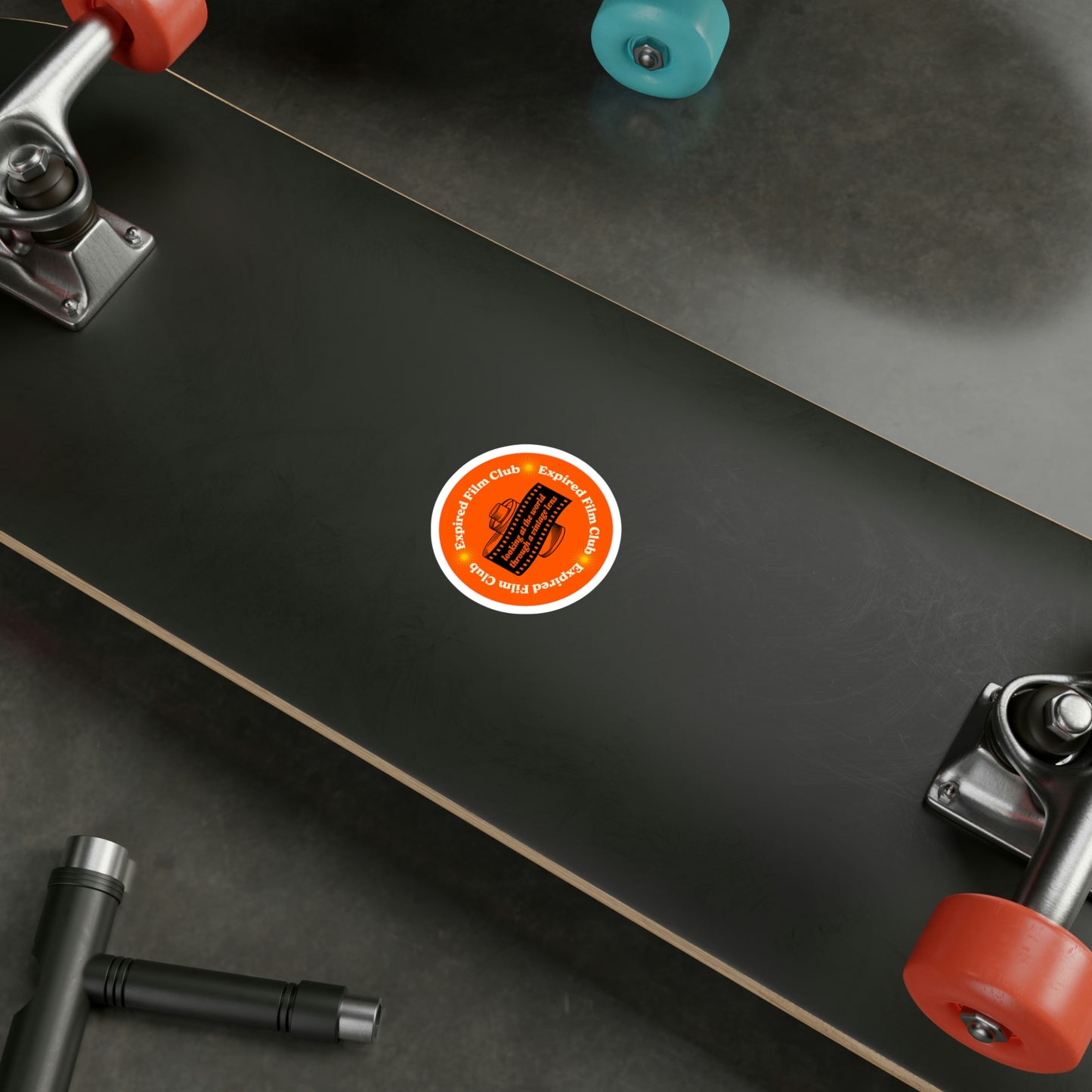 Film Photography Vinyl Sticker - 'Looking At The World Through A Vintage Lens' - Orange