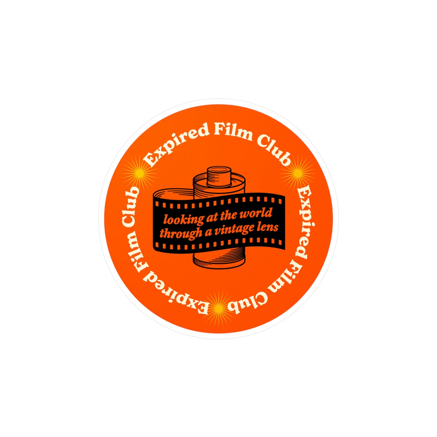 Film Photography Vinyl Sticker - 'Looking At The World Through A Vintage Lens' - Orange