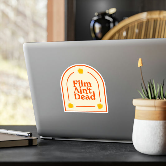 Film Photography Vinyl Sticker - 'Film Ain't Dead' - White