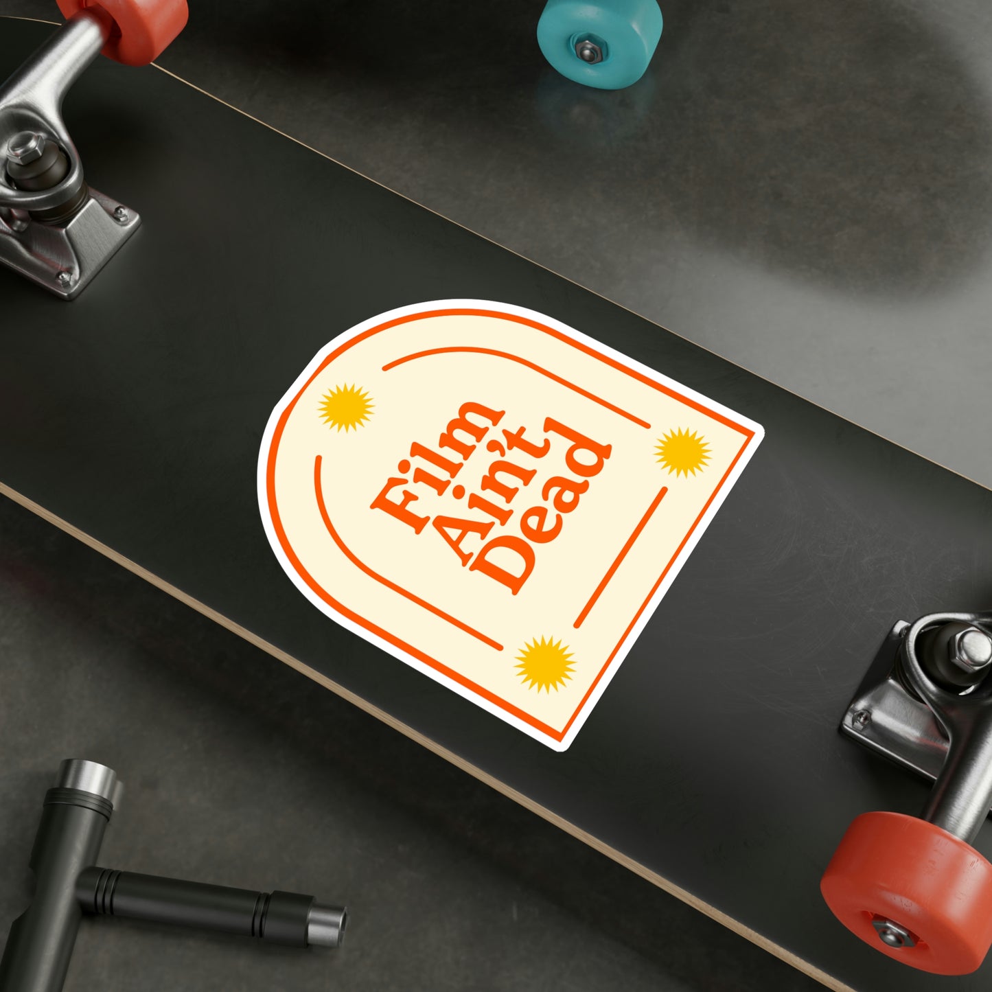 Film Photography Vinyl Sticker - 'Film Ain't Dead' - White