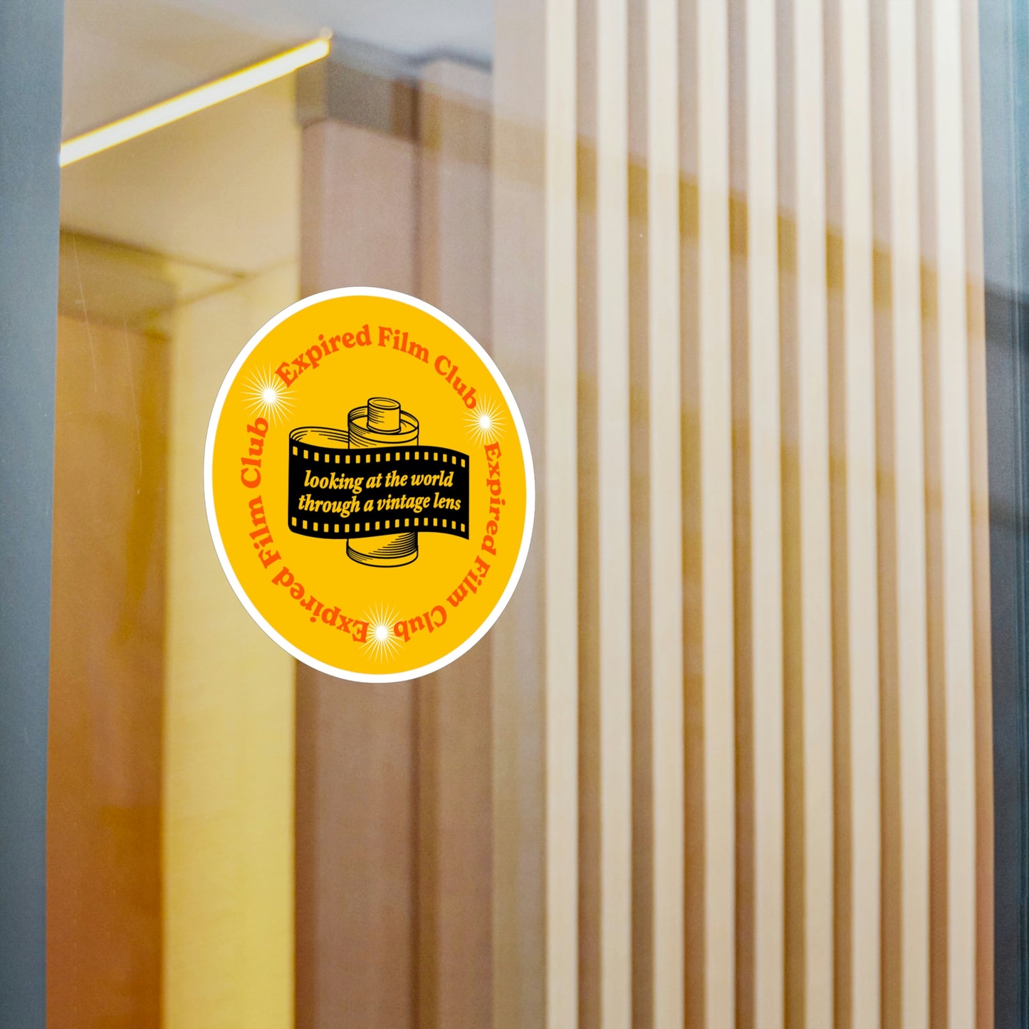 Film Photography Vinyl Sticker - 'Looking At The World Through A Vintage Lens' - Yellow