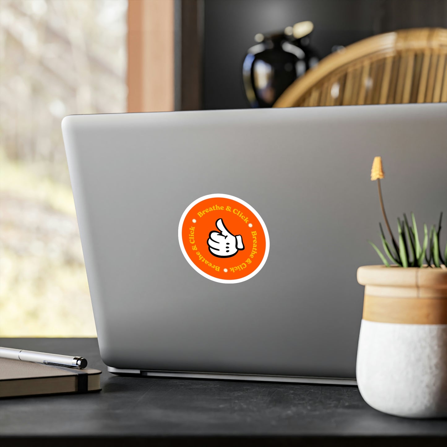 Film Photography Vinyl Sticker - 'Breathe & Click' - Orange