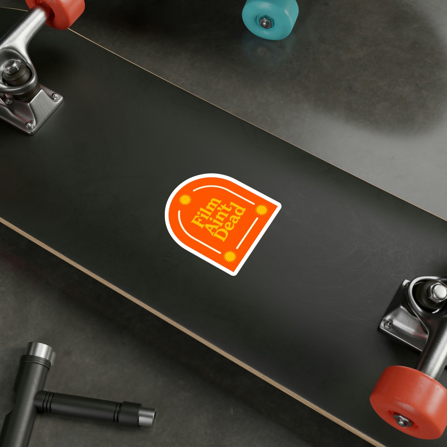 Film Photography Vinyl Sticker - 'Film Ain't Dead' - Orange