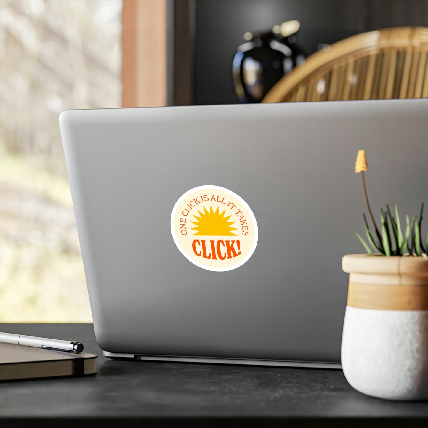 Film Photography Vinyl Sticker - 'One Click Is All It Takes' - White