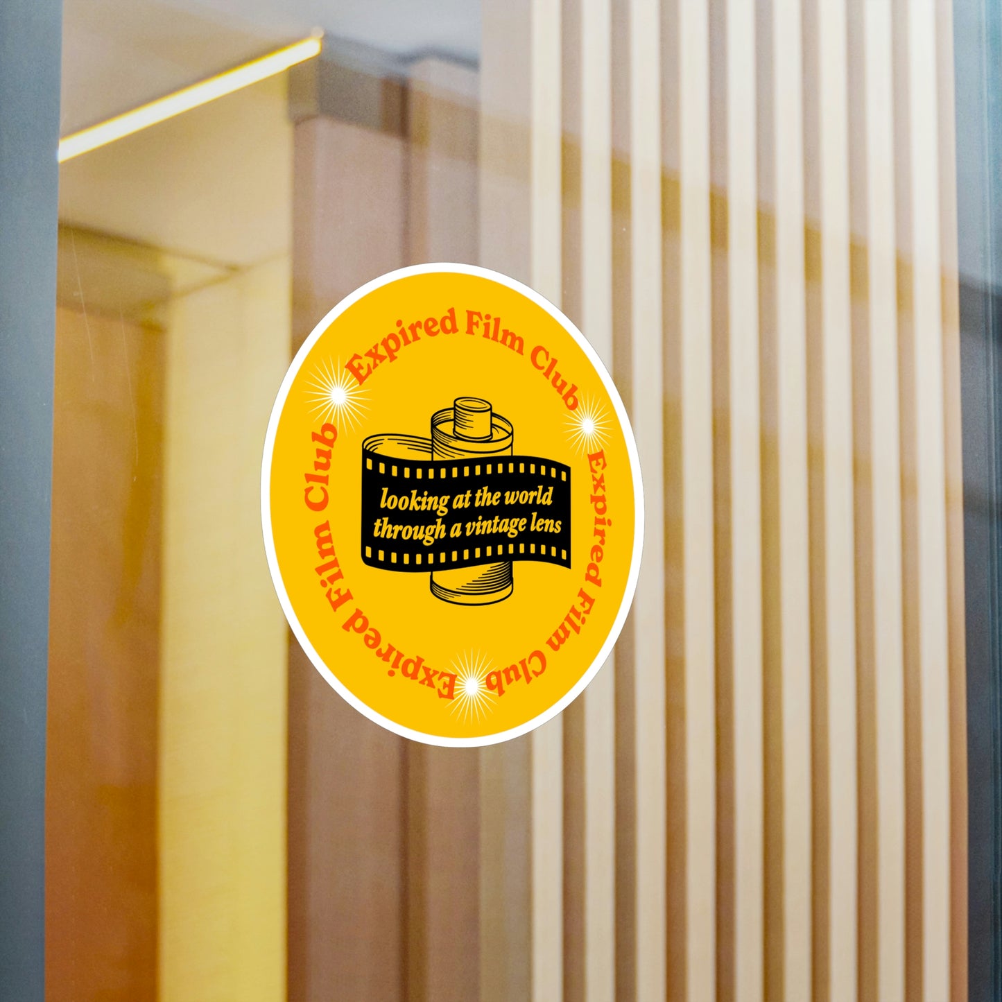 Film Photography Vinyl Sticker - 'Looking At The World Through A Vintage Lens' - Yellow