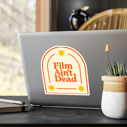 Film Photography Vinyl Sticker - 'Film Ain't Dead' - White