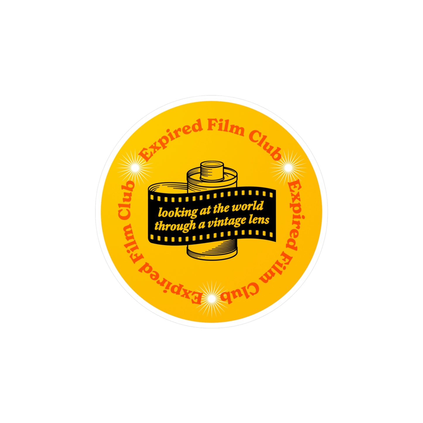 Film Photography Vinyl Sticker - 'Looking At The World Through A Vintage Lens' - Yellow