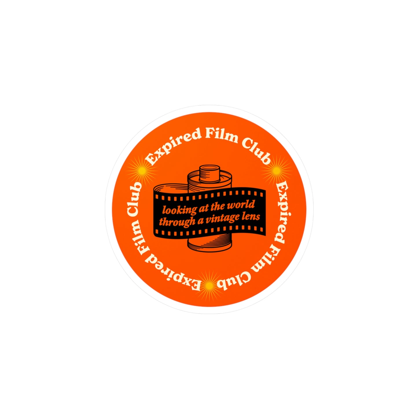 Film Photography Vinyl Sticker - 'Looking At The World Through A Vintage Lens' - Orange