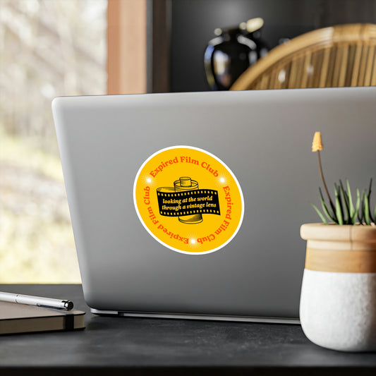 Film Photography Vinyl Sticker - 'Looking At The World Through A Vintage Lens' - Yellow