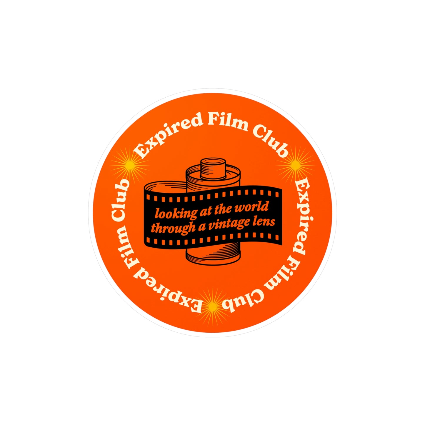 Film Photography Vinyl Sticker - 'Looking At The World Through A Vintage Lens' - Orange
