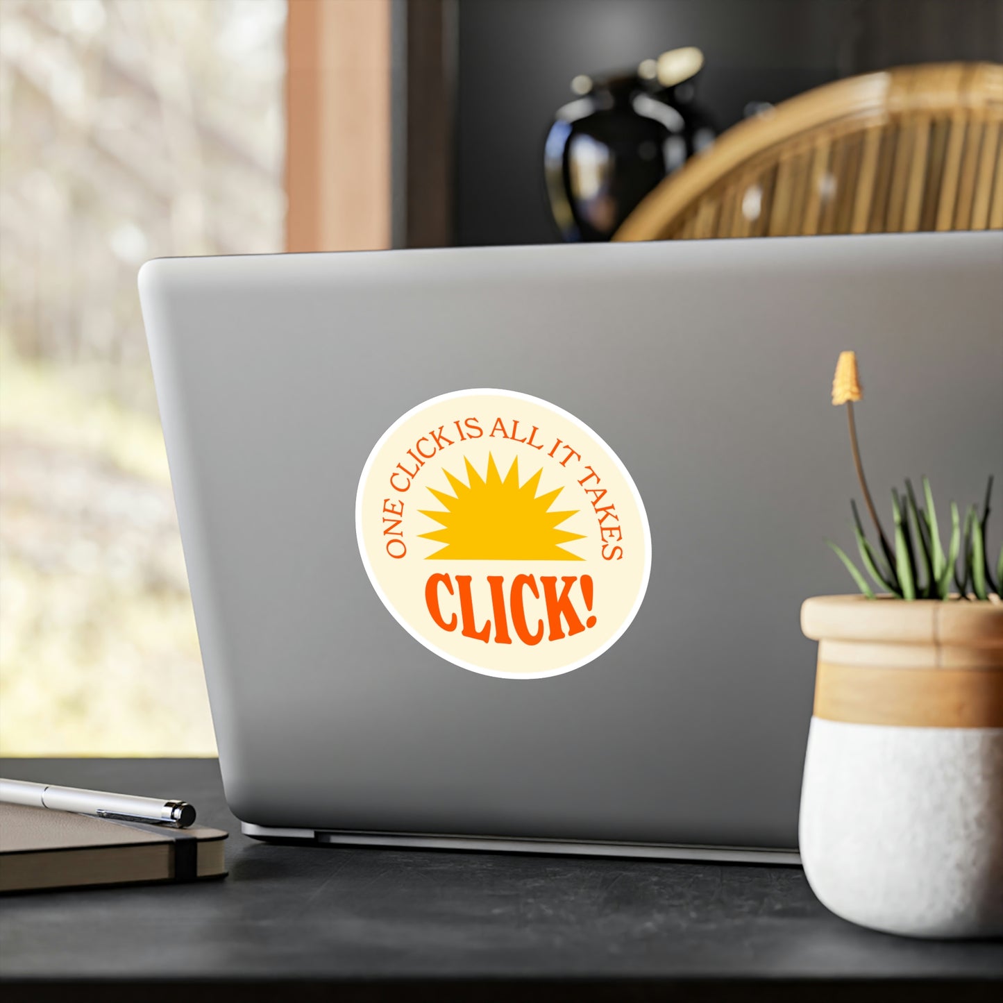 Film Photography Vinyl Sticker - 'One Click Is All It Takes' - White