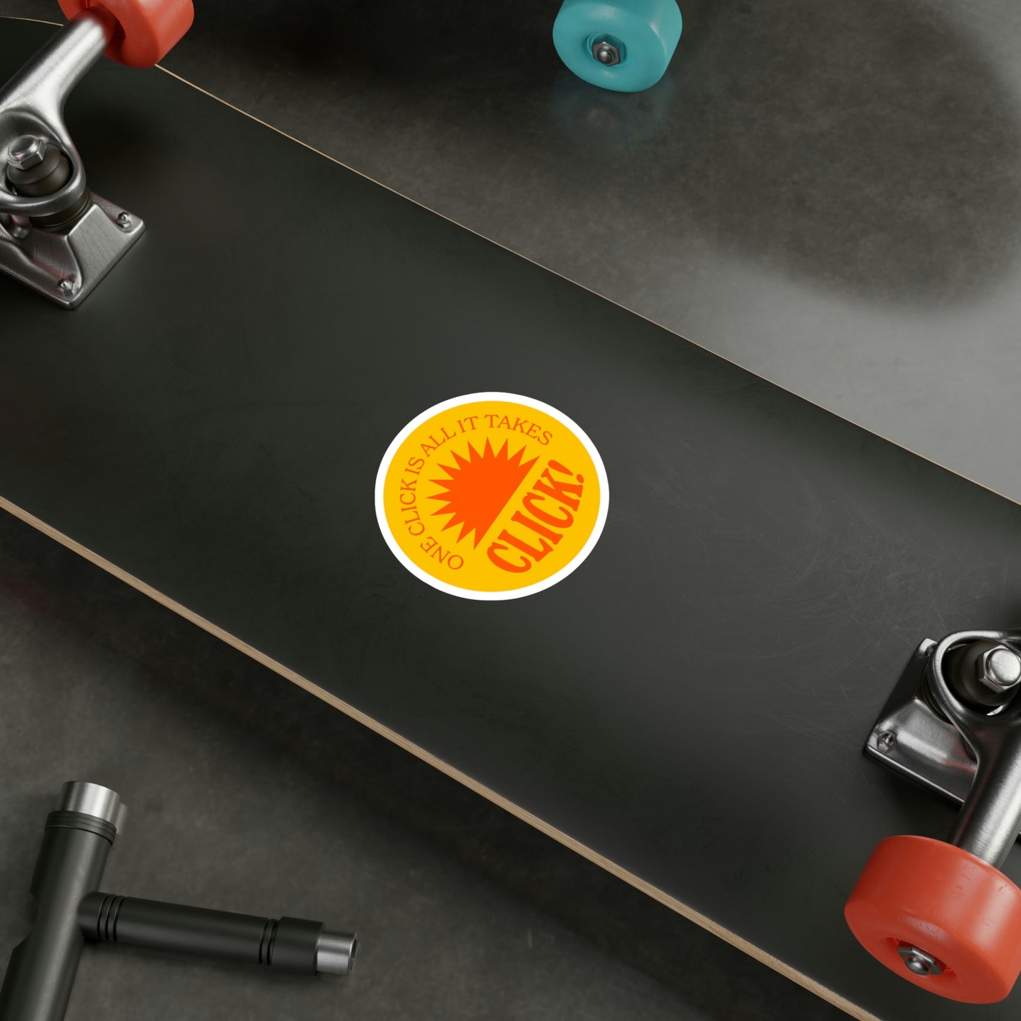 Film Photography Vinyl Sticker - 'One Click Is All It Takes' - Yellow