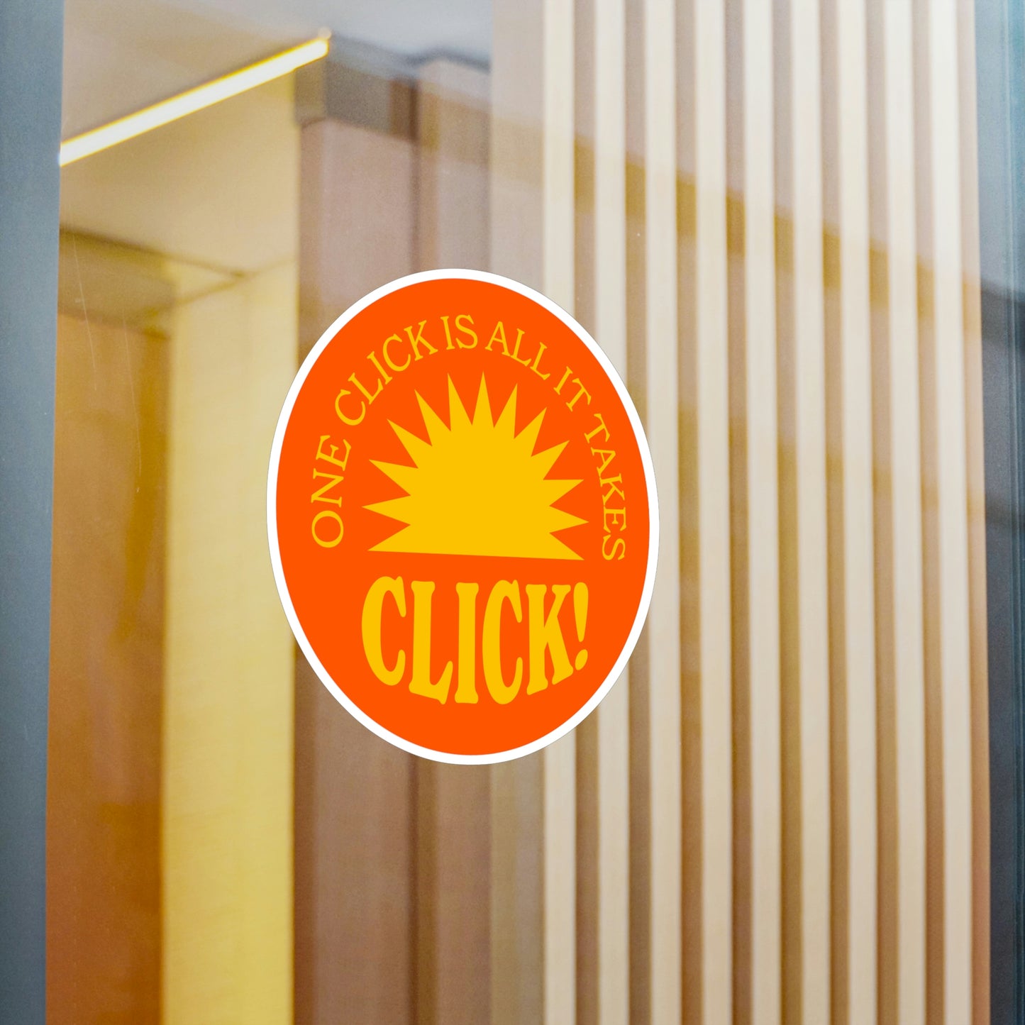 Film Photography Vinyl Sticker - 'One Click Is All It Takes' - Orange