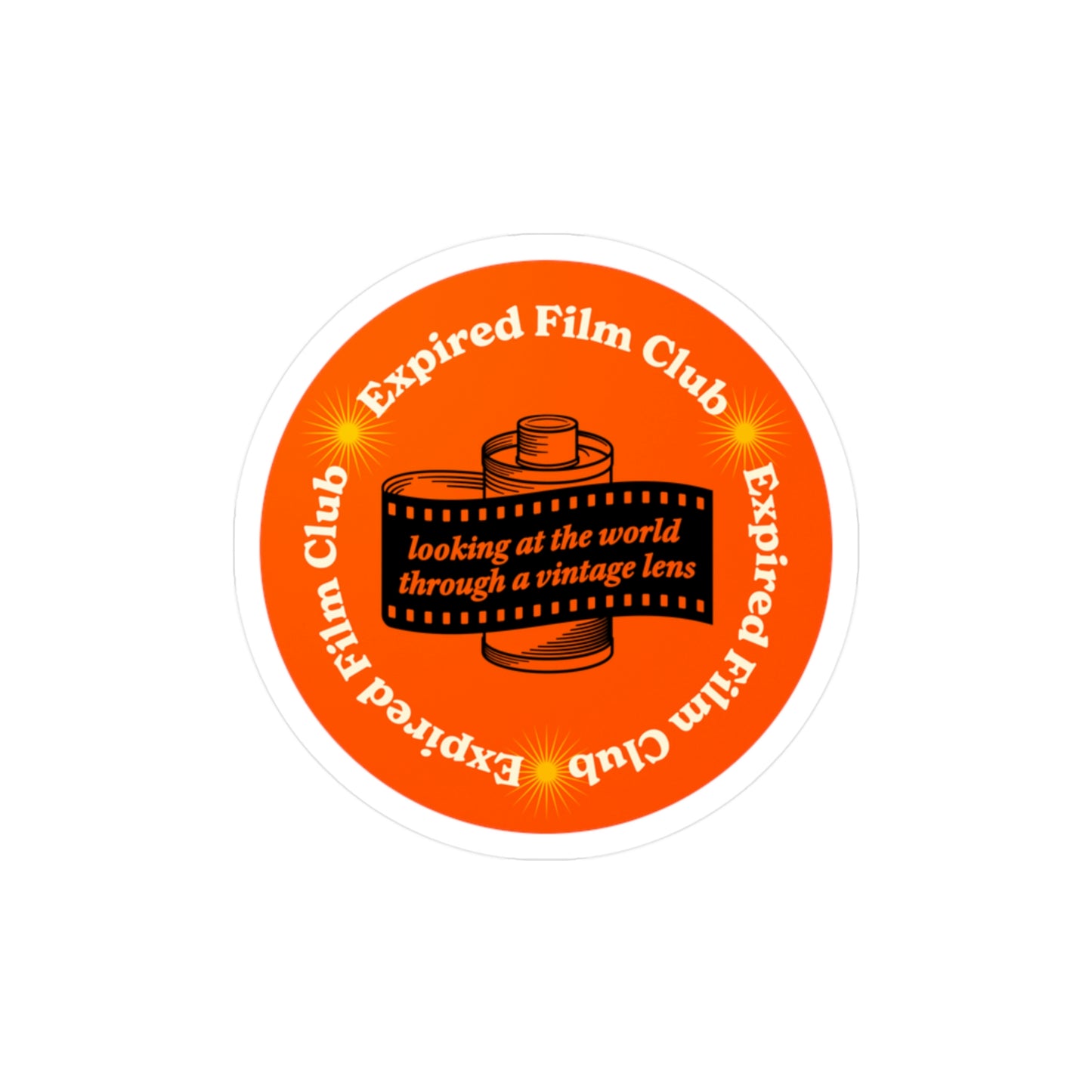 Film Photography Vinyl Sticker - 'Looking At The World Through A Vintage Lens' - Orange