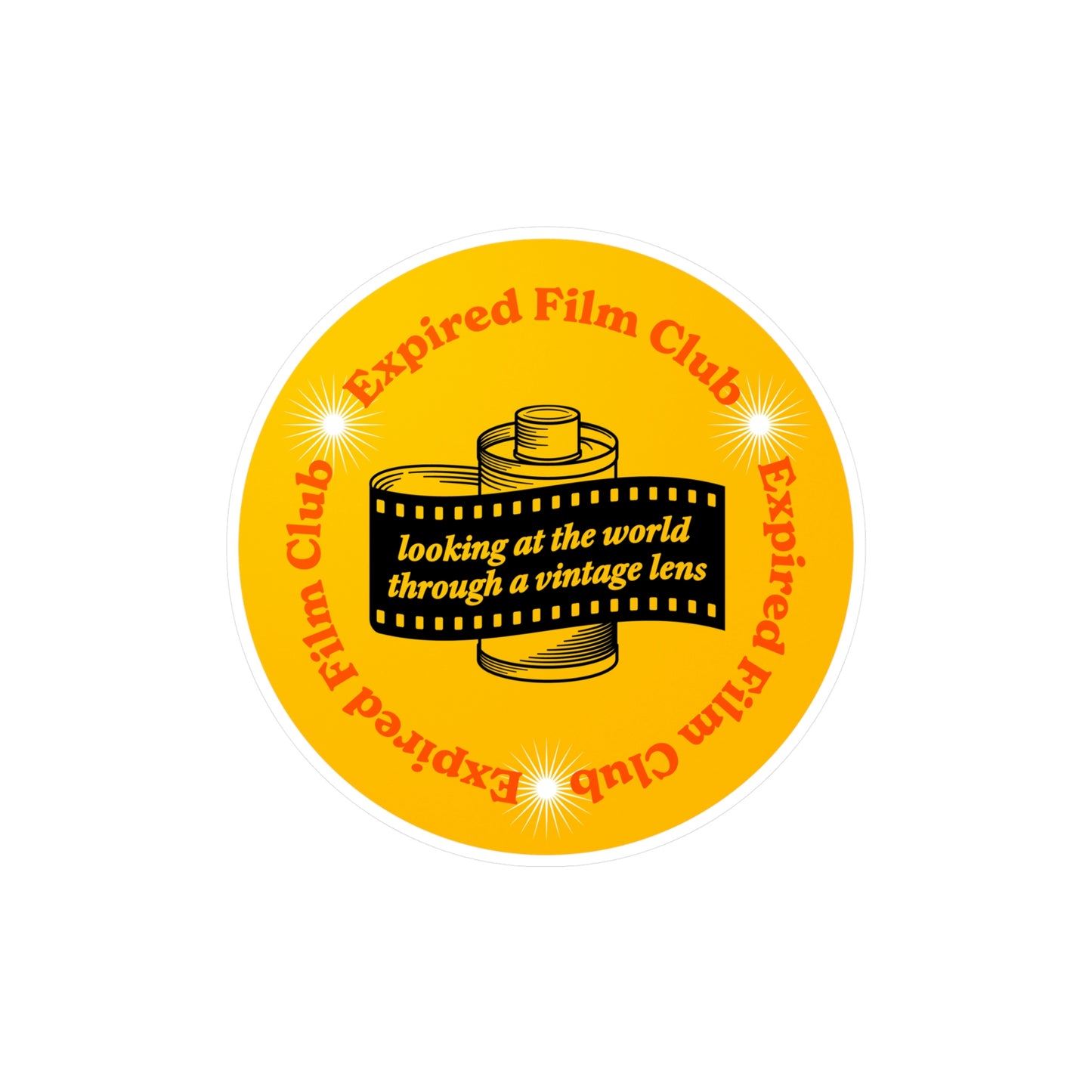 Film Photography Vinyl Sticker - 'Looking At The World Through A Vintage Lens' - Yellow