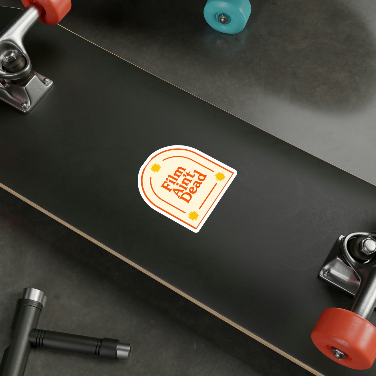 Film Photography Vinyl Sticker - 'Film Ain't Dead' - White