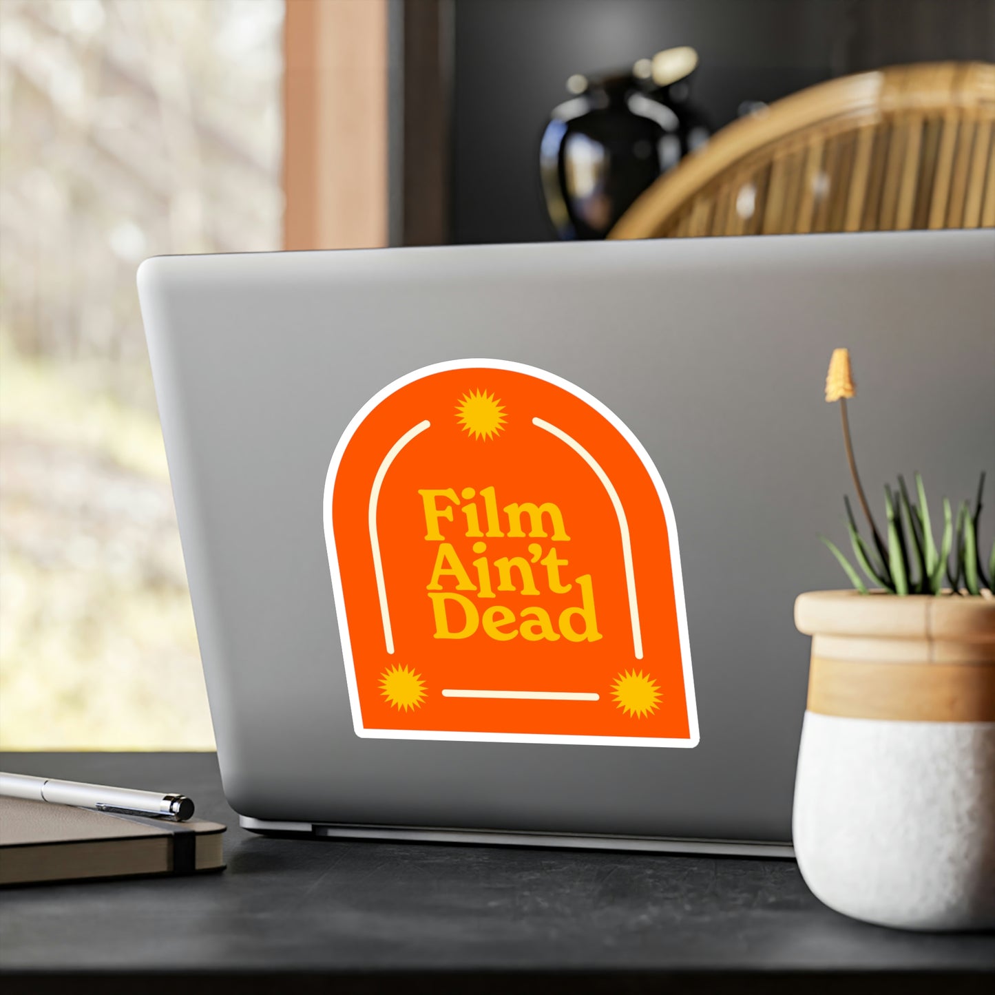Film Photography Vinyl Sticker - 'Film Ain't Dead' - Orange