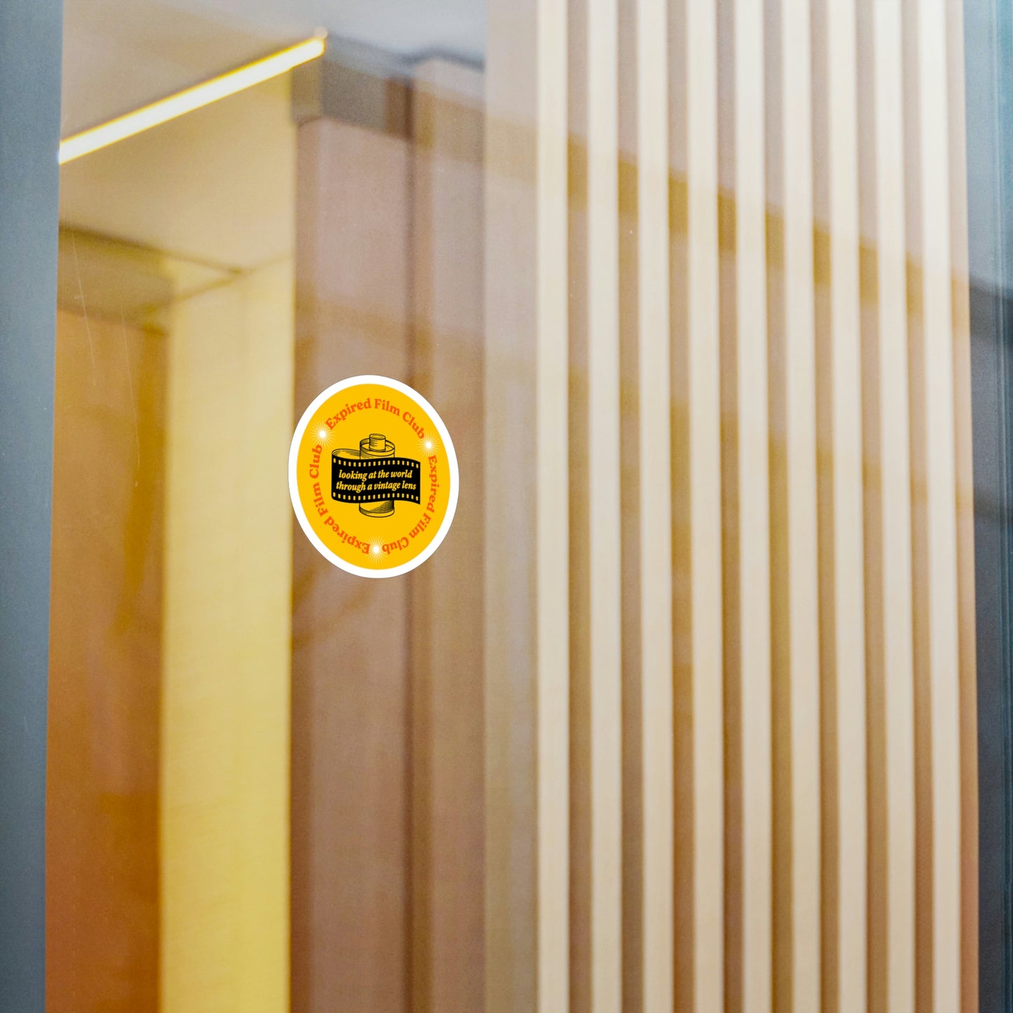 Film Photography Vinyl Sticker - 'Looking At The World Through A Vintage Lens' - Yellow