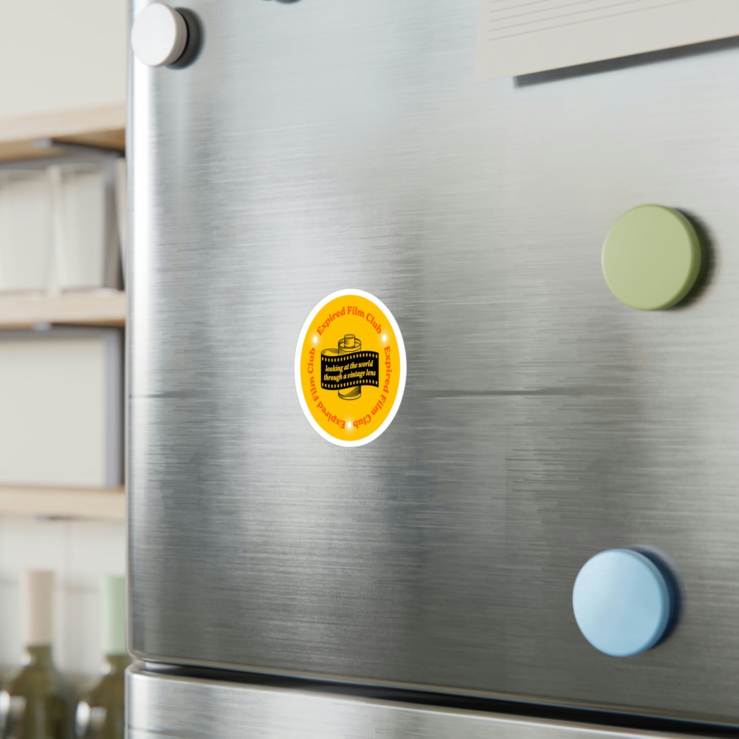 Film Photography Vinyl Sticker - 'Looking At The World Through A Vintage Lens' - Yellow