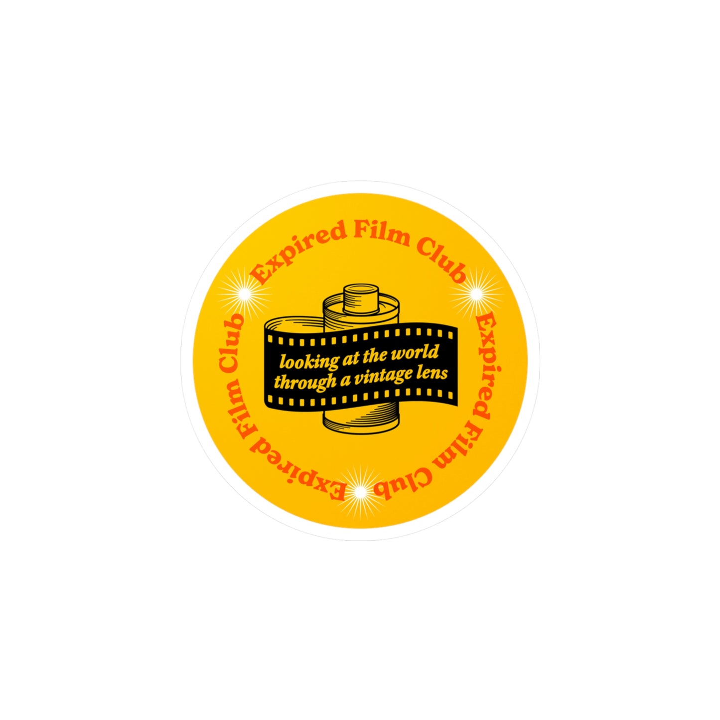 Film Photography Vinyl Sticker - 'Looking At The World Through A Vintage Lens' - Yellow