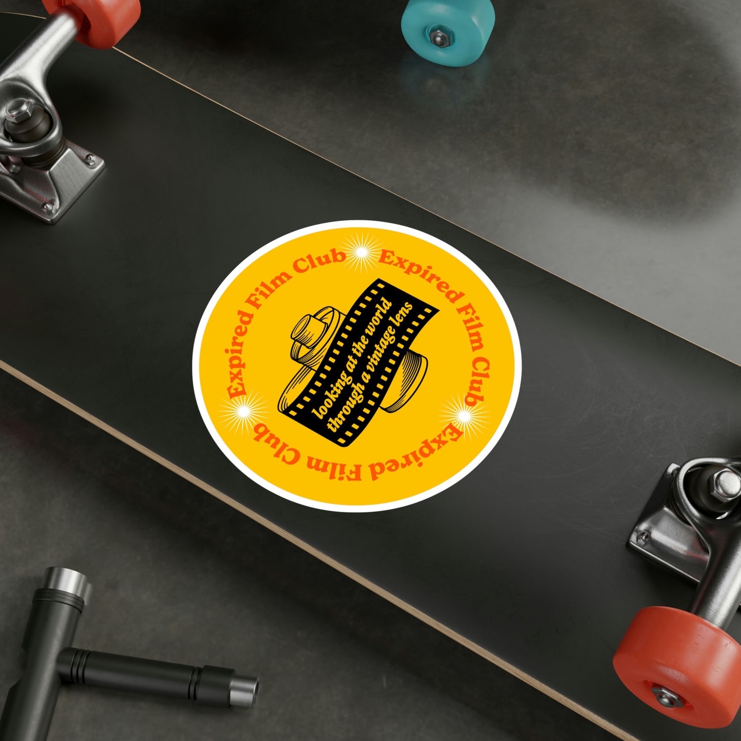 Film Photography Vinyl Sticker - 'Looking At The World Through A Vintage Lens' - Yellow