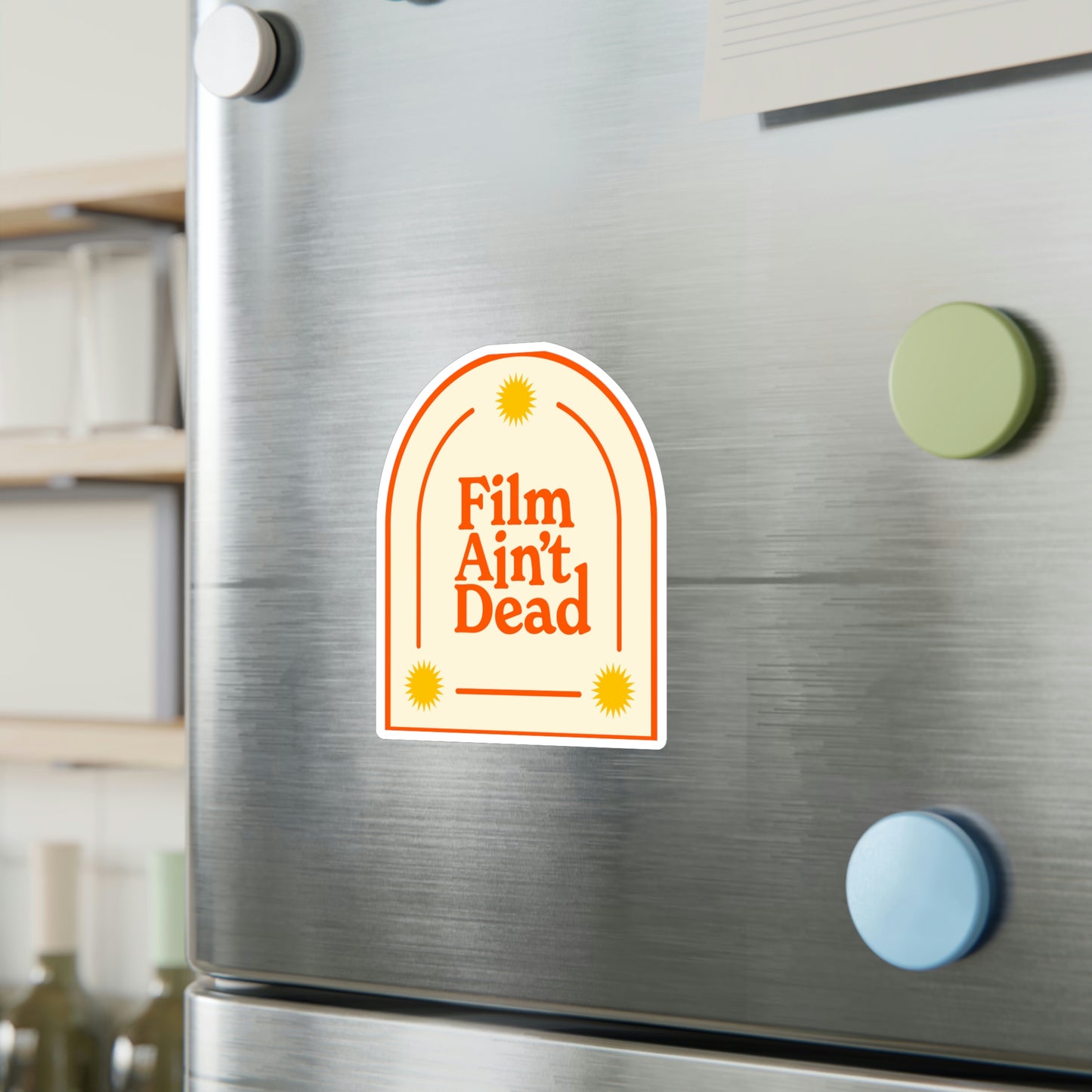 Film Photography Vinyl Sticker - 'Film Ain't Dead' - White
