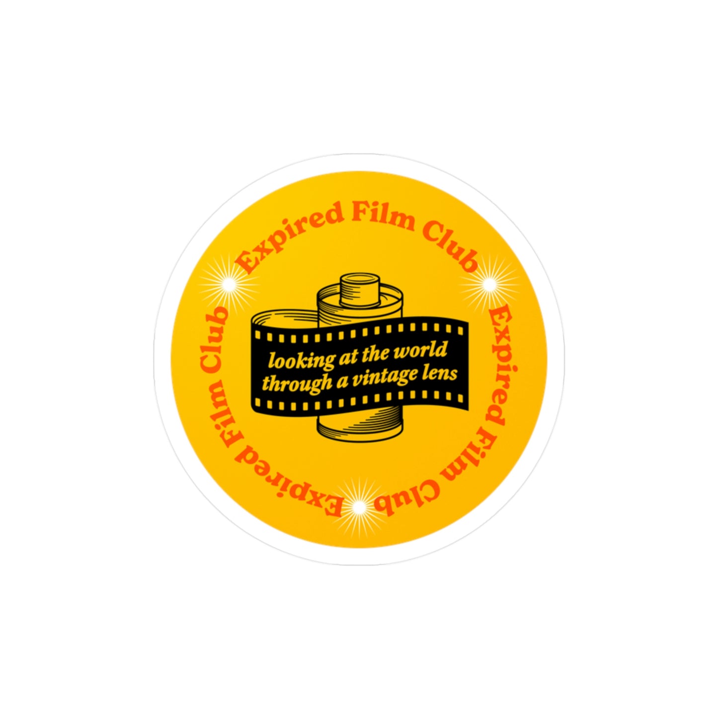 Film Photography Vinyl Sticker - 'Looking At The World Through A Vintage Lens' - Yellow