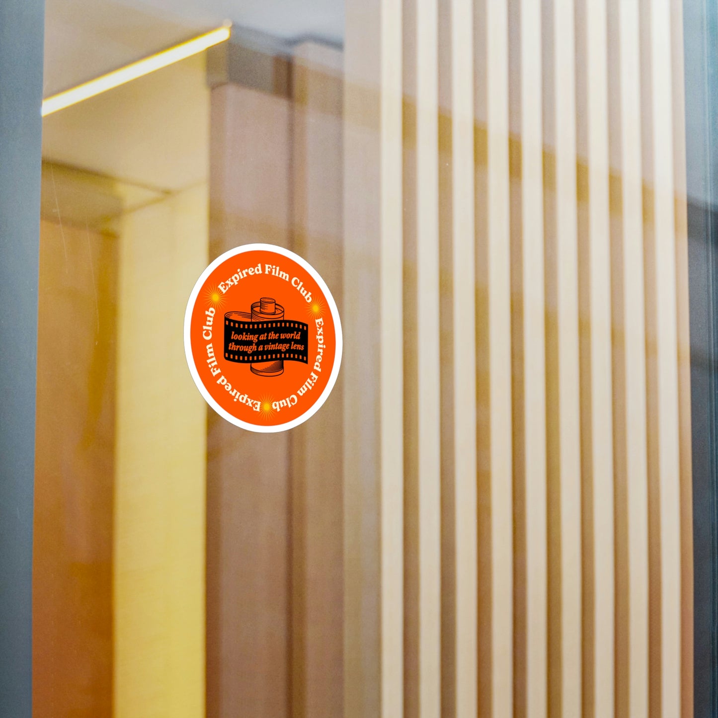 Film Photography Vinyl Sticker - 'Looking At The World Through A Vintage Lens' - Orange