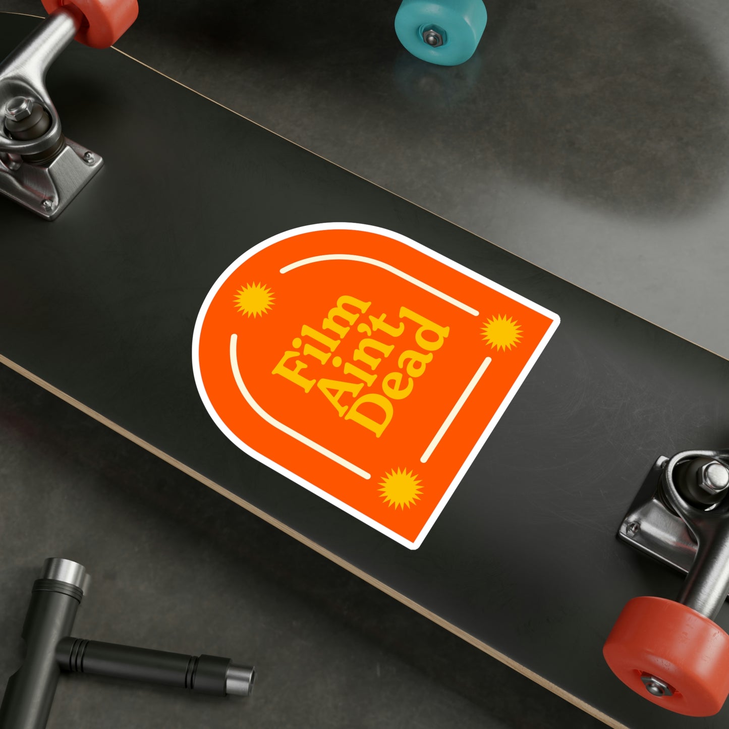 Film Photography Vinyl Sticker - 'Film Ain't Dead' - Orange