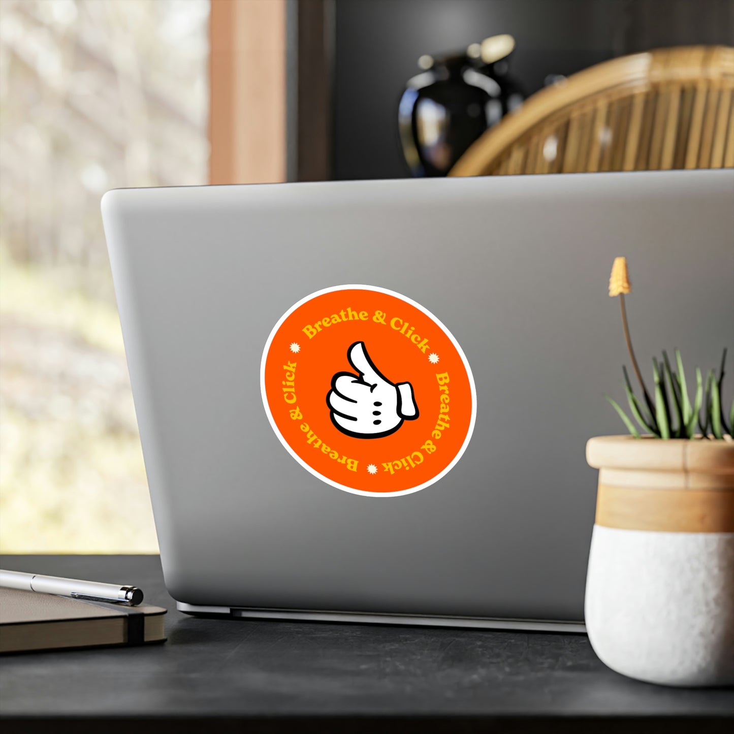 Film Photography Vinyl Sticker - 'Breathe & Click' - Orange
