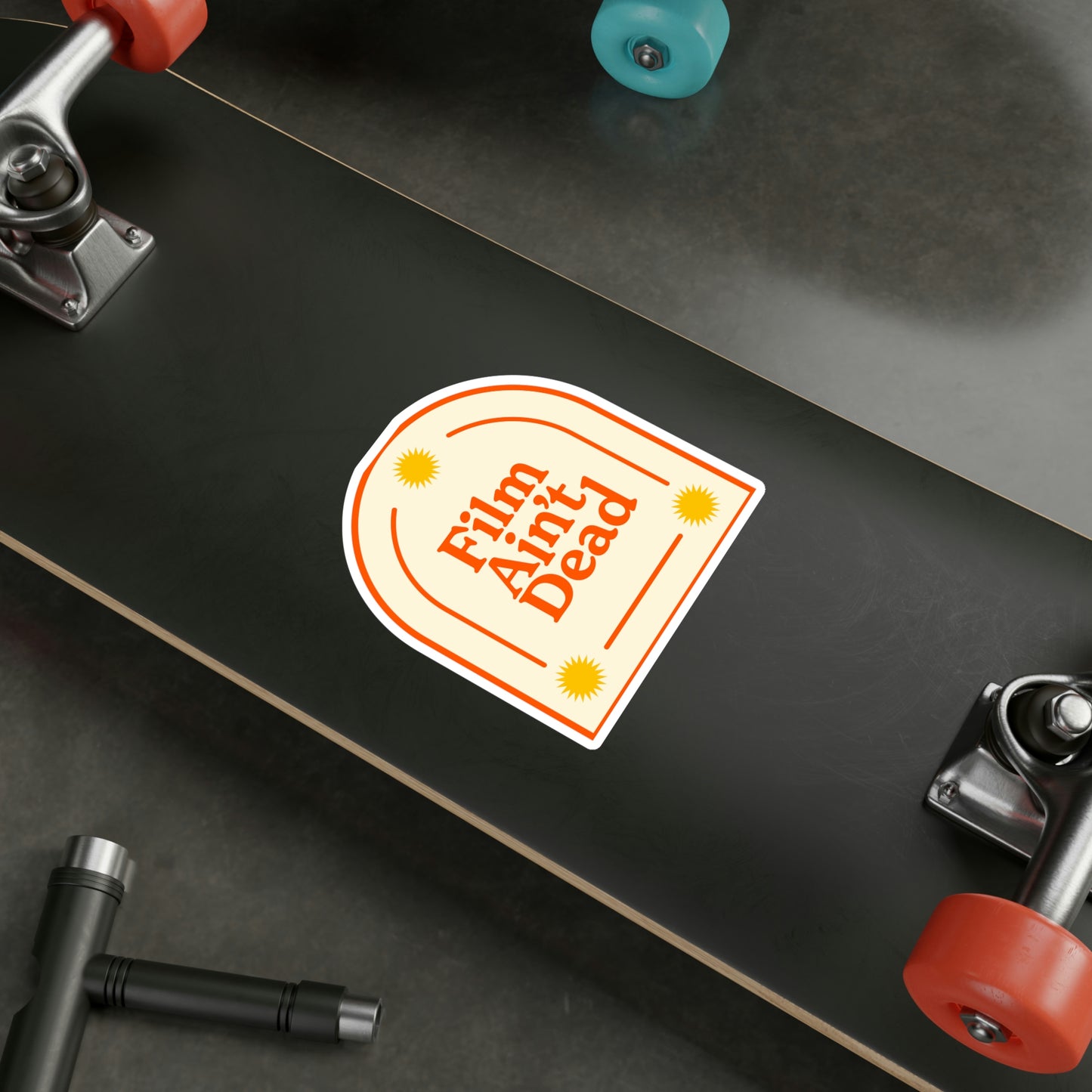 Film Photography Vinyl Sticker - 'Film Ain't Dead' - White
