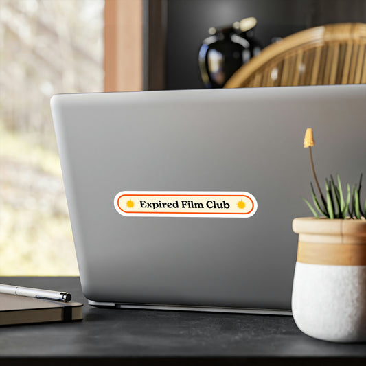 Film Photography Vinyl Sticker - Expired Film Club Vintage Nameplate - White