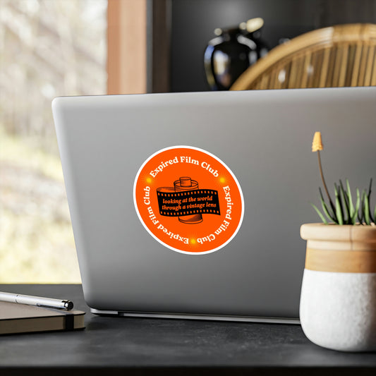 Film Photography Vinyl Sticker - 'Looking At The World Through A Vintage Lens' - Orange