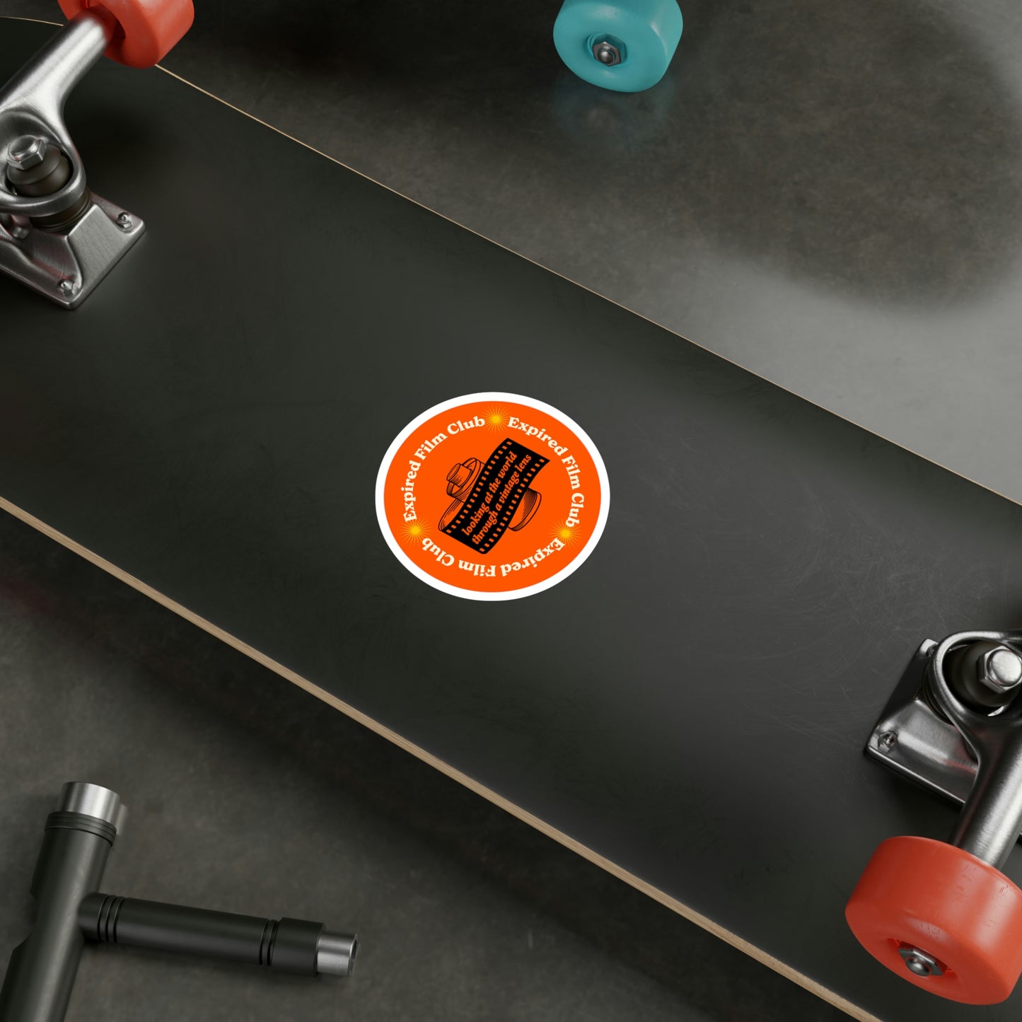 Film Photography Vinyl Sticker - 'Looking At The World Through A Vintage Lens' - Orange