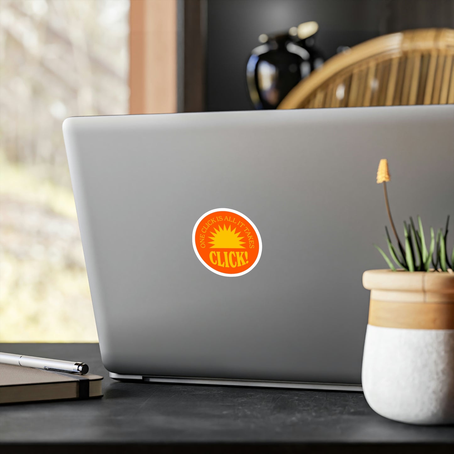 Film Photography Vinyl Sticker - 'One Click Is All It Takes' - Orange