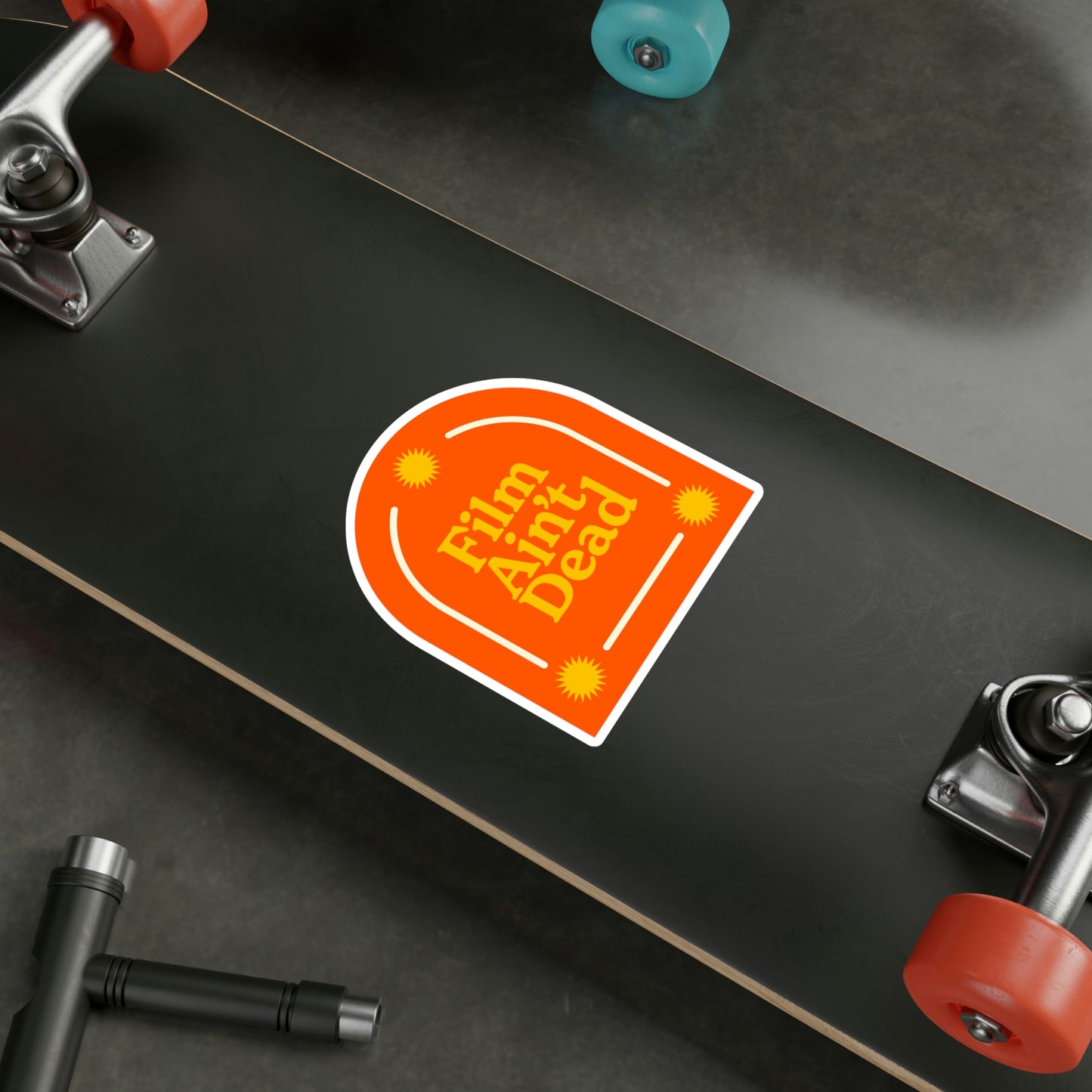 Film Photography Vinyl Sticker - 'Film Ain't Dead' - Orange