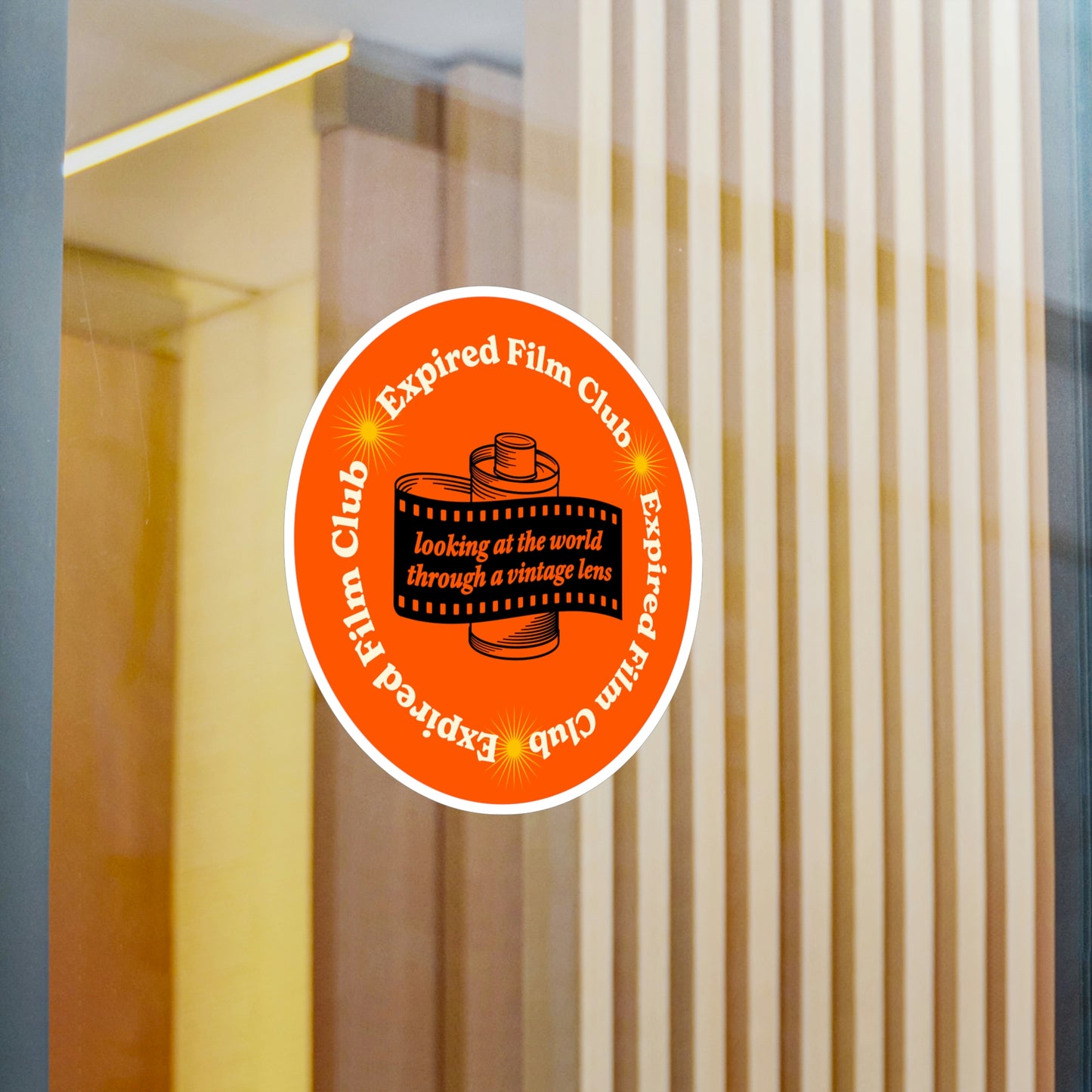 Film Photography Vinyl Sticker - 'Looking At The World Through A Vintage Lens' - Orange